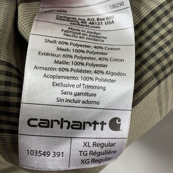 CARHARTT Force Ridgefield Shirt Men XL Olive Green Plaid Button Down Relaxed Fit - Picture 11 of 11